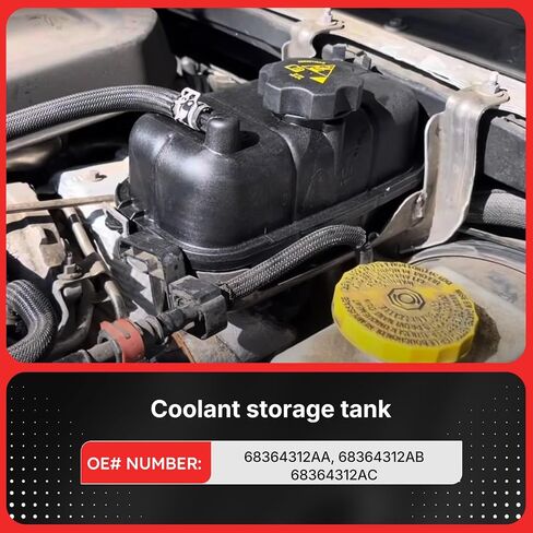 68364312AC Engine Coolant Reservoir Recovery Bottle With Cap Fits for Jeep Wrangler 2.0L L4 2018, 2019, 2020,2021, 2022, 2023 OE # 68364312AB，68364312AA， (68364312AC) (1PCS) in Saudi Arabia