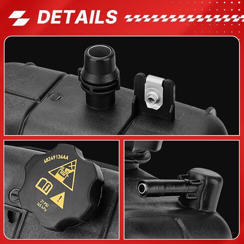 68364312AC Engine Coolant Reservoir Recovery Bottle With Cap Fits for Jeep Wrangler 2.0L L4 2018, 2019, 2020,2021, 2022, 2023 OE # 68364312AB，68364312AA， (68364312AC) (1PCS) in Saudi Arabia