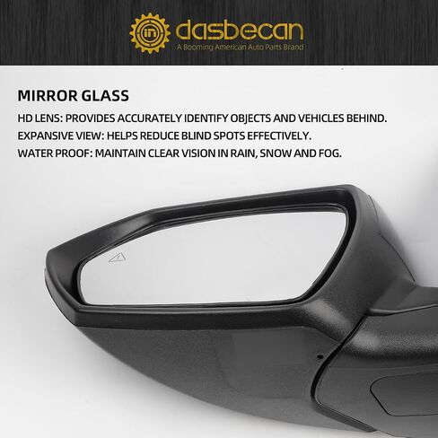 Dasbecan Left Driver Side Door Mirror Compatible with 2021-2024 Hyundai Elantra with Power Glass No-heated Blind Spot Detection(BSD) Manual Folding Black Replace# 87610AB060, HY1320278 5Pins in Saudi Arabia