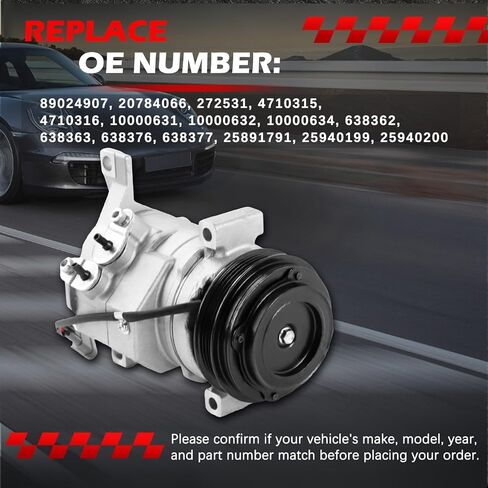 AC Compressor Fit for Escalade Silverado Suburban Tahoe GMC Sierra Yukon, 4.8L 5.3L 5.7L 6.0L 6.2L 8.1L, A/C with Clutch Replacement for 89024907 20784066 272531 4710315 4710316 10000631 in Saudi Arabia