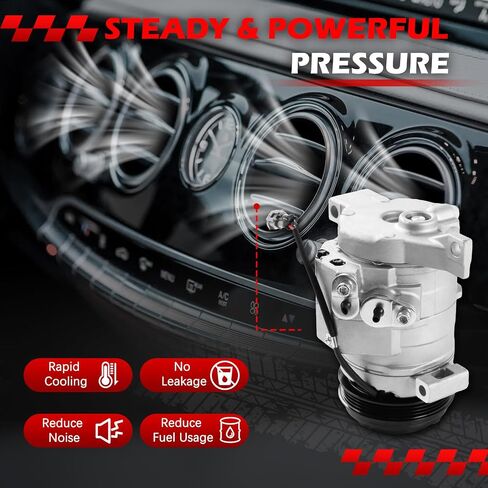 AC Compressor Fit for Escalade Silverado Suburban Tahoe GMC Sierra Yukon, 4.8L 5.3L 5.7L 6.0L 6.2L 8.1L, A/C with Clutch Replacement for 89024907 20784066 272531 4710315 4710316 10000631 in Saudi Arabia