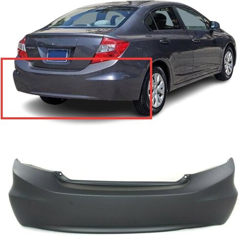 FitParts Compatible With Rear Bumper Cover 2012 Honda Civic Sedan DX EX EX-L LX GX HF Hybrid 12. New, Primed and Ready for Paint. W/o Parking Aid Sensor Holes. W/o Tow Hook Hole. in Saudi Arabia