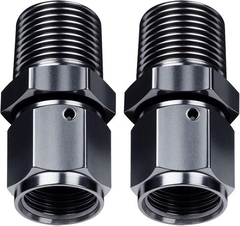 8AN Female to 1/2 NPT Male Swivel Straight Fitting Aluminum Black 2PCS in Kuwait