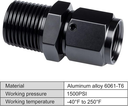 8AN Female to 1/2 NPT Male Swivel Straight Fitting Aluminum Black 2PCS in Kuwait