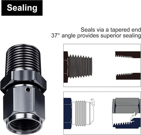 8AN Female to 1/2 NPT Male Swivel Straight Fitting Aluminum Black 2PCS in Kuwait