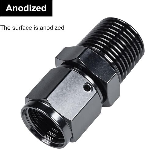8AN Female to 1/2 NPT Male Swivel Straight Fitting Aluminum Black 2PCS in Kuwait
