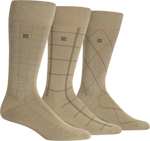 Chaps Men's Solid Rayon Blend Dress Crew Socks 6 Pair Pack, Tan, Men's Shoe Size 6.5-12 in Kuwait