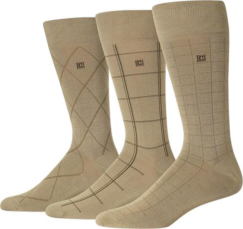 Chaps Men's Solid Rayon Blend Dress Crew Socks 6 Pair Pack, Tan, Men's Shoe Size 6.5-12 in Kuwait