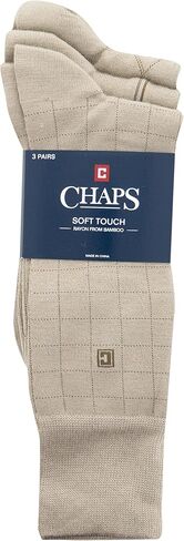 Chaps Men's Solid Rayon Blend Dress Crew Socks 6 Pair Pack, Tan, Men's Shoe Size 6.5-12 in Kuwait