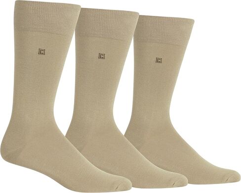 Chaps Men's Solid Rayon Blend Dress Crew Socks 6 Pair Pack, Tan, Men's Shoe Size 6.5-12 in Kuwait