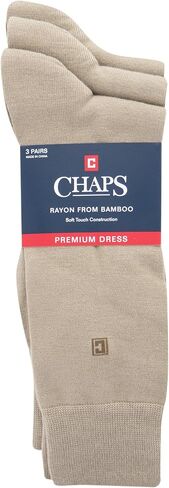 Chaps Men's Solid Rayon Blend Dress Crew Socks 6 Pair Pack, Tan, Men's Shoe Size 6.5-12 in Kuwait