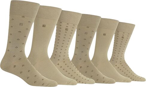 Chaps Men's Solid Rayon Blend Dress Crew Socks 6 Pair Pack, Tan, Men's Shoe Size 6.5-12 in Kuwait