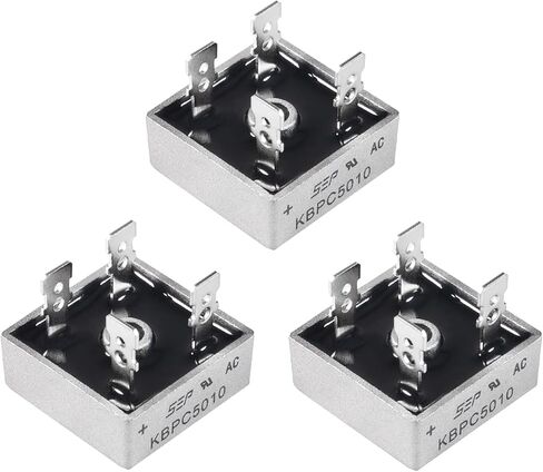 5 قطع KBPC5010 صمام ثنائي لمقوم الجسر مرحلة واحدة موجة كاملة 50 أمبير 1000 فولت 4 دبابيس صمامات سيليكون إلكترونية من خلال فتحة تيار متردد إلى تيار مستمر مقوم جهد الجسر الكامل (50 أمبير 1000 فولت KBPC 5010) in Kuwait