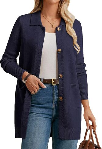 GRACE KARIN Women's Fall Long Cardigan Sweaters with Pockets, Button Knit Blazer Trendy, Open Front Dressy Casual Jacket in Saudi Arabia