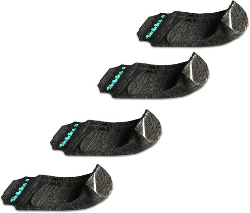 Women's No Show Non Slip Sock Liner Inserts for Loafers and Slip-Ons, Shoe Socks with Odor-Relief Silver Technology, Black, Large (US: 9-11.5), Pack of 4 in Saudi Arabia