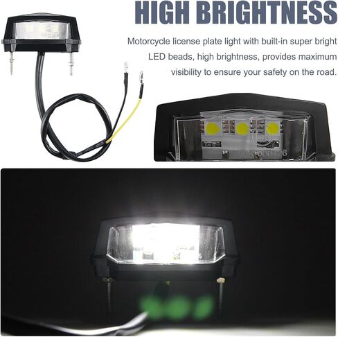 Motorcycle LED License Plate Light 6K, 12V Universal Bright LED License Plate Lamp Rear Brake Taillight, Waterproof 6K Tail Light License Plate Mount Brake Lamp for Motorbike in Kuwait