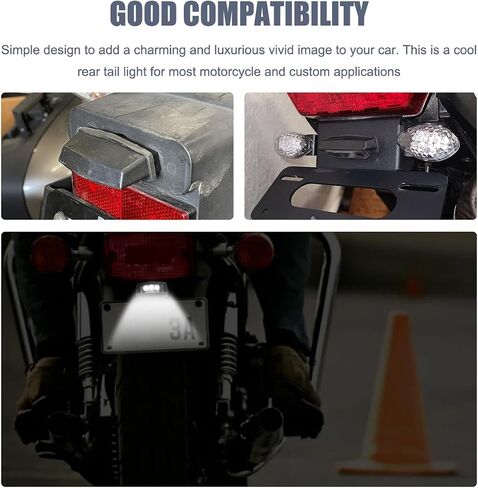 Motorcycle LED License Plate Light 6K, 12V Universal Bright LED License Plate Lamp Rear Brake Taillight, Waterproof 6K Tail Light License Plate Mount Brake Lamp for Motorbike in Kuwait