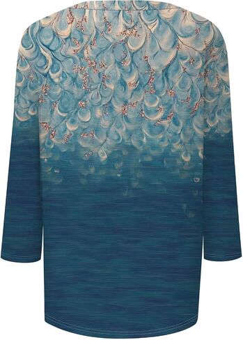 UOFOCO 3/4 Length Sleeve Womens Tops Tees Blouses Plus Size Shirts for Curvy Women 2025 Summer Fall Fasion Casual T-Shirts in Saudi Arabia