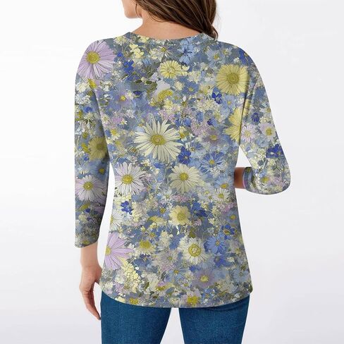 UOFOCO 3/4 Length Sleeve Womens Tops Tees Blouses Plus Size Shirts for Curvy Women 2025 Summer Fall Fasion Casual T-Shirts in Saudi Arabia