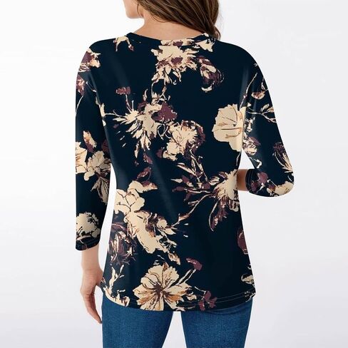 UOFOCO 3/4 Length Sleeve Womens Tops Tees Blouses Plus Size Shirts for Curvy Women 2025 Summer Fall Fasion Casual T-Shirts in Saudi Arabia