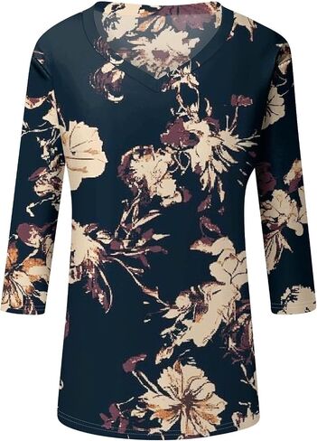 UOFOCO 3/4 Length Sleeve Womens Tops Tees Blouses Plus Size Shirts for Curvy Women 2025 Summer Fall Fasion Casual T-Shirts in Saudi Arabia