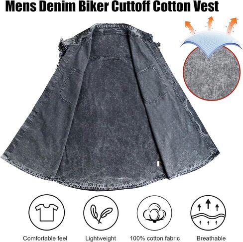 GARGOYLE BELLS Men's Sleeveless Cotton Shirts Biker Cuttoff Vest Cotton Shirt Cowboy Casual Button Down Shirt in Saudi Arabia