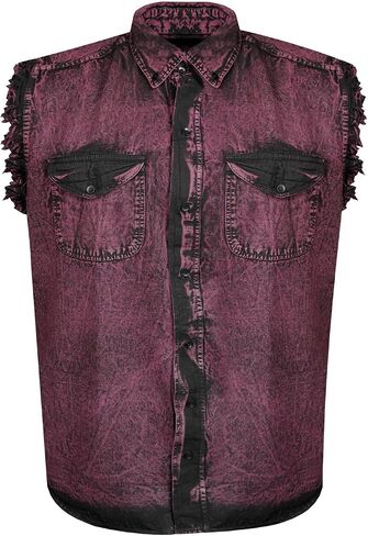 GARGOYLE BELLS Men's Sleeveless Cotton Shirts Biker Cuttoff Vest Cotton Shirt Cowboy Casual Button Down Shirt in Saudi Arabia