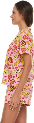 Womens Pajama Sets - 2 Piece Looney Tunes Tom and Jerry Tweety Bird Button Down Sleep Shirt and Pajama Shorts Set in Saudi Arabia