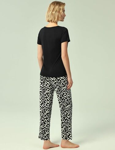 Soft Pajama Sets for Women Short Sleeve Printed Sleep Set, Viscose Made from Bamboo in Saudi Arabia