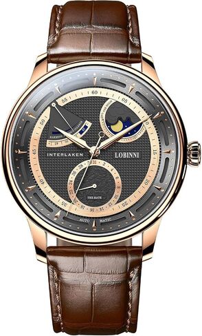 LOBINNI Men's Moon Phase Mechanical Automatic Watch Waterproof Wrist Dress Fashion Luxury Watches for Men in Saudi Arabia