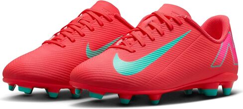 Nike Jr. Mercurial Vapor 16 Club Little/Big Kids' MG Low-Top Soccer Cleats (FQ8286-800, Ember Glow/Aurora Green) in Saudi Arabia