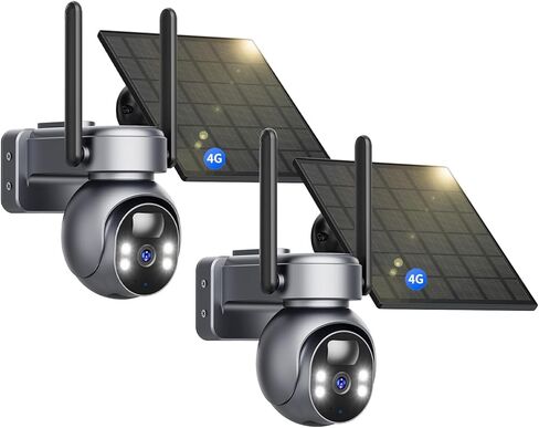 LIWAN 4G LTE Cellular Solar Security Camera Wireless, Solar Powered, No WiFi Security Camera Outdoor, PIR Motion Detection, 2K Color Night Vision, SIM Card Included, Unlimited Data Plan in Kuwait