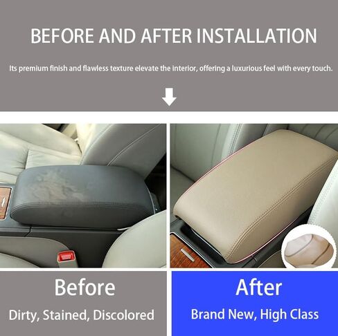 غطاء وحدة التحكم في مركز السيارات والذراعين الجلدية ، ملاءمة لتويوتا كامري 2006 2007 2008 2008 2010 2011 ، حماية مضادة للخلع للملحقات الداخلية للسيارات (Beige) in Kuwait