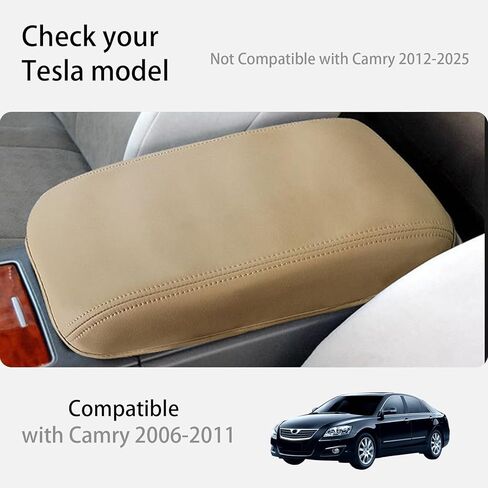غطاء وحدة التحكم في مركز السيارات والذراعين الجلدية ، ملاءمة لتويوتا كامري 2006 2007 2008 2008 2010 2011 ، حماية مضادة للخلع للملحقات الداخلية للسيارات (Beige) in Kuwait