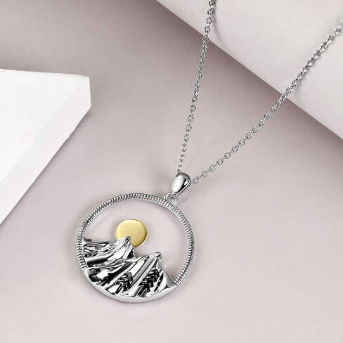 YFN Mountain Necklace for Women Sterling Silver Mountain Pendant Necklace Nature Jewelry Gift for Skiers, Hikers, Campers, Climbers and Nature Lovers in Saudi Arabia
