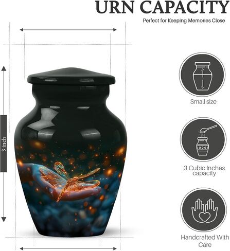 Dragonfly Mini Urns for Human Adult Male Father - Memorial Keepsakes for Dad - Little Cremation Burial Urn for Adult Human Ashes - Miniature Memorial Urns - Small Urn for Humans 3 Inch in Kuwait