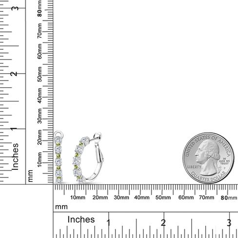 Gem Stone King Gemstone Birthstone and Peridot Hoop Earrings for Women | 925 Sterling Silver | Round 3MM and 1.8MM | 3/7 Inch Diameter | Fine Jewelry for Her Mom Wife in Saudi Arabia