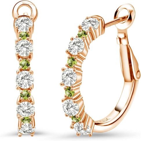 Gem Stone King Gemstone Birthstone and Peridot Hoop Earrings for Women | 925 Sterling Silver | Round 3MM and 1.8MM | 3/7 Inch Diameter | Fine Jewelry for Her Mom Wife in Saudi Arabia