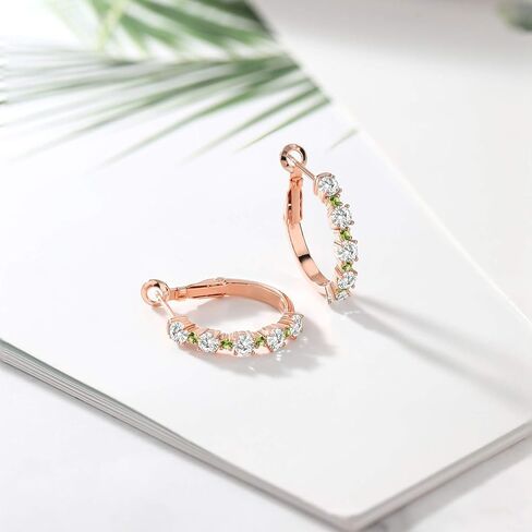 Gem Stone King Gemstone Birthstone and Peridot Hoop Earrings for Women | 925 Sterling Silver | Round 3MM and 1.8MM | 3/7 Inch Diameter | Fine Jewelry for Her Mom Wife in Saudi Arabia