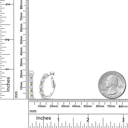 Gem Stone King Gemstone Birthstone and Peridot Hoop Earrings for Women | 925 Sterling Silver | Round 3MM and 1.8MM | 3/7 Inch Diameter | Fine Jewelry for Her Mom Wife in Saudi Arabia