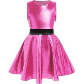 ODIZLI Kid Girls Halloween Costume Sleeveless Skateboarding Dress Toddler Metallic Dress Sparkly Shiny Dresses in Saudi Arabia