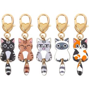 5pcs Cute Cat Key Chain, Bag Charm Handbag Wallet Backpack Charm - Kawaii Pendant Black Cat Keychain Metal Keychain Gift for Women and Girls - 5 Desigh in Saudi Arabia