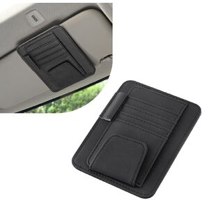 1 PC Car Sun Visor Organizer, Sunglass Holder & Document Storage Pocket Organizer, Car Visor Accessories with Insurance and Registration Card, Universal for Cars, Trucks, SUVs (Black in Saudi Arabia