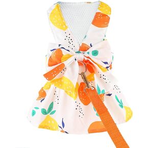 Dog Dress Clothes Cute Red Plaid Princess Dress Dogs Harness Dresses Leash Set with Pearls Bow Tie Accessories Puppy Clothes Outfit for Small Dogs Girl Chihuahua-S in Kuwait