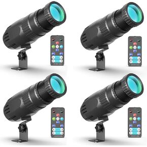 10 واط RGBW 4 في 1 ضوء Pinspot صغير للتحكم عن بعد أضواء كشاف فائقة السطوع شعاع دبوس بقعة ضوء ديسكو كرة ضوء القفز أوضاع التنفس التدريجي لحفلات الديسكو وبار النادي وحفلات الزفاف ومسرح الأطفال in Kuwait