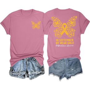 قميص الوعي بسرطان الطفولة امرأة في سبتمبر ، نرتدي قمصان سرطان الأطفال الذهب. in Kuwait