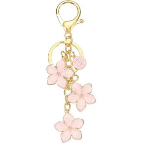 PATIKIL Initial Letter Flower Keychain, Alphabet Drip Oil Charm Cherry Blossom Keyring Keys for Birthdays in Saudi Arabia