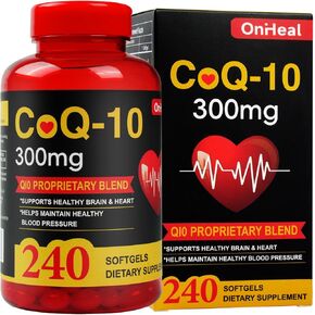 CoQ10 Supplement 300mg - Enhanced CoQ10 Nutritional Supplement with Coenzyme Q10 for Heart Health, Energy and Antioxidants - 240 Softgels in Kuwait