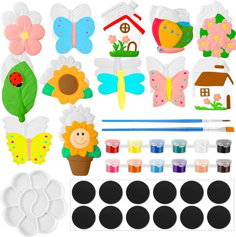 Sinmoe 12 Sets Christmas Gnomes Paint Your Own Painting Kit for Kids Unpainted DIY Ceramics Figurines Ceramic Painting Kit Ceramics to Paint for Adults with Magnet Brushes Palette Arts and Crafts in Kuwait