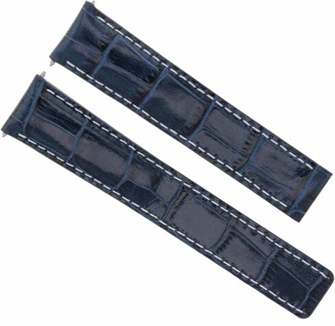 eWatchparts جلد ساعة الساعات حزام متوافق مع مشبك نشر Breitling Chronomat 20/18 الأزرق مع خياطة بيضاء in Saudi Arabia